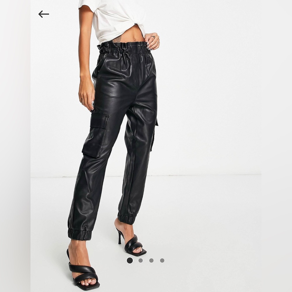 NWOT Faux Leather black jogger, US size 6. Excellent condition!